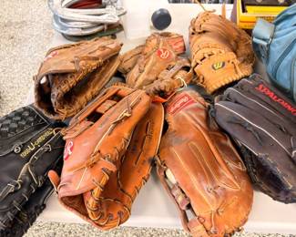 Vintage leather baseball gloves and mitts - Spalding, Rawlings