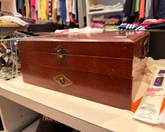 Wooden box / chest with brass latch hardware