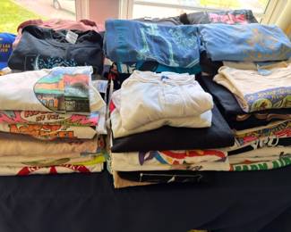 Stacks of vintage graphic t-shirts