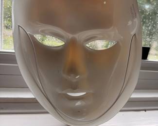 Frosted glass face mask sculpture