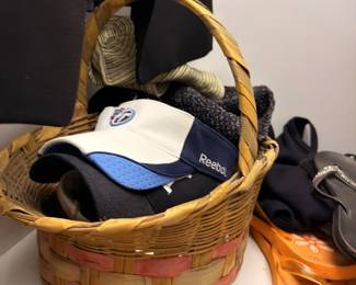 Basket of caps and accessories, Tennessee Titans
