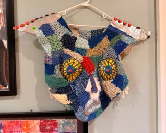 Hand-crocheted artistic poncho / shawl