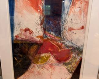 Framed abstract modern artwork, matted