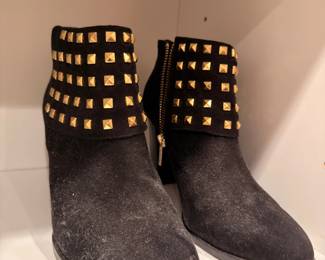 Women's black suede studded ankle boots