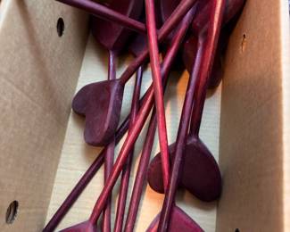 Box of decorative wooden heart picks