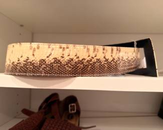 Snakeskin print belt and women's shoes