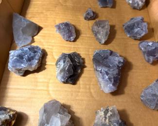 Fluorite and quartz crystal specimens, box lot