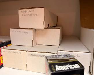 Baseball card boxes, labeled complete sets