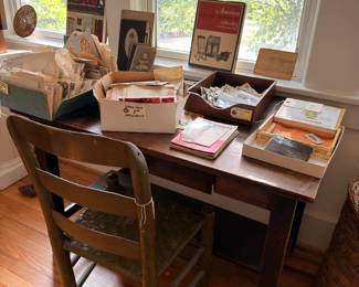 Antique wooden writing desk with chair