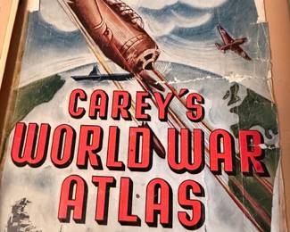 Vintage WWII-era "Carey's World War Atlas" book