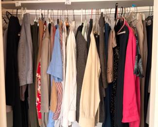Closet of women's clothing and shoes