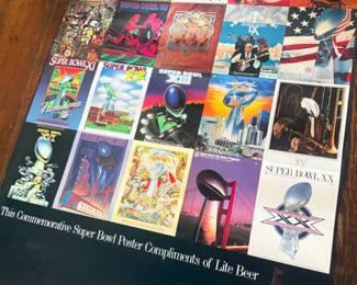 Super Bowl commemorative poster (Lite Beer, first two decades)