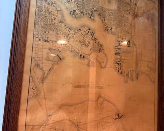 Framed antique city map