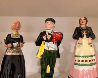 Vintage figural ceramic decanters, Dutch figures, set of three