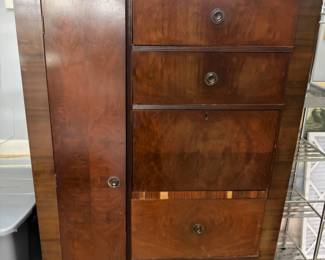 Art Deco waterfall walnut highboy chest of drawers