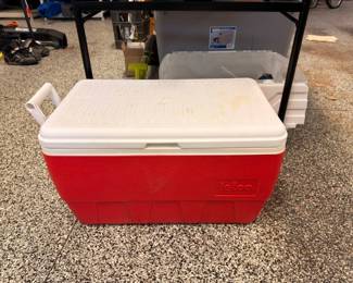 Igloo red and white cooler