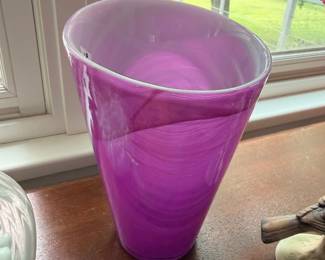 Purple hand-blown art glass vase