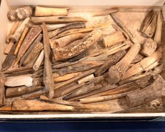 Box lot of Native American worked bone tool fragments