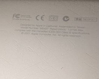 Vintage 2001 Apple computer device with manufacturer label