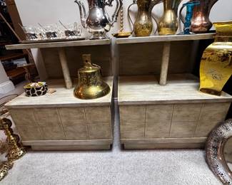 Pair of Vintage End Tables with Shelf and Drawer