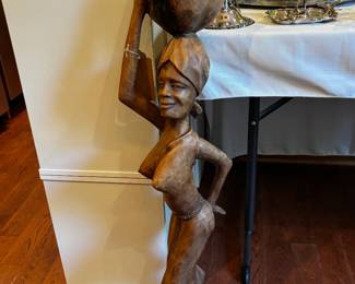 Vintage Carved Wood African Sculpture, Likely West Africa, Ivory Coast, Nigeria