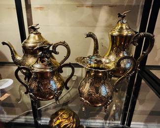Vintage Eagle Finial 4-Piece Tea & Coffee Set with Cream and Sugar