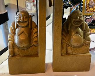 Green Soapstone Buddha Bookends