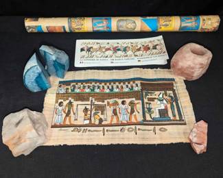 CT532VEgyptian Papyrus Scroll  Brazilian Agate Geode Bookends  More