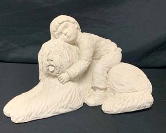 CT482Austin Shaggy Dog  Boy Sculpture