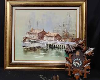 CT456Art Decor By Wilson And Vintage Cuckoo Clock 