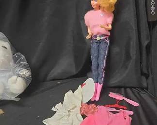CT430Vintage Barbie Doll And Stuffed Animals