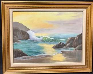 CT517Ocean Waves Signed Painting