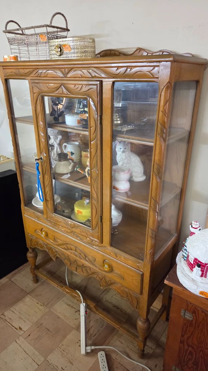 1940's china cabinet with lucite knobs