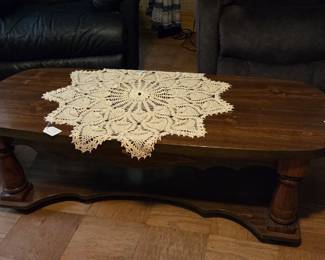 Coffee table - matches end tables.  Also have lots of hand crocheted doilies