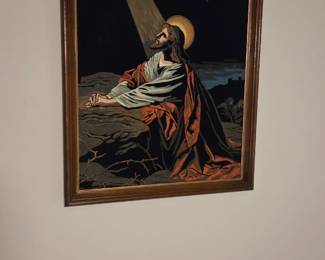Vintage velvet Jesus picture