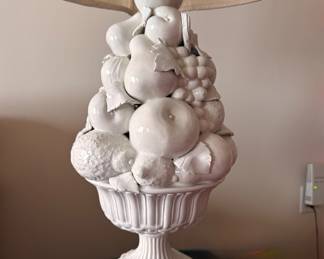 Italian Blanc de Chine Sculpted Fruit Topiary Table Lamp. Photo 2 of 2.