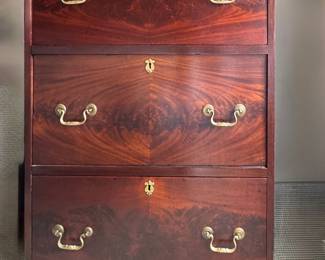 Antique Empire Style Flame Mahogany Chest of Drawers with Claw Feet. Measures 29" W x 22" D x 47" H.  Photo 1 of 3. 