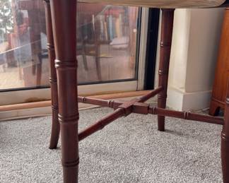 Faux Bamboo Side Table with Porcelain Platter Insert. Photo 3 of 3. 