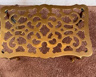 Antique English Brass Trivet. Measures 10" x 6" x 7" H. Photo 2 of 2. 
