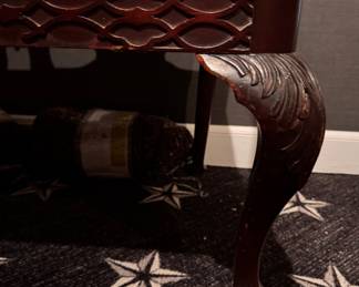 Mahogany Chippendale-Style Settee / Bench with Fretwork Trim.  Photo 4 of 4. 