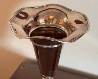 Sterling Silver Trumpet Vase. Measures 10" H x 8" D At Widest. Photo 2 of 3. 