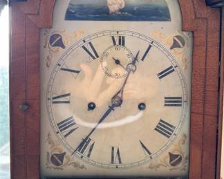 Antique George III Mahogany 8 Day Grandmother Clock. Measures Approximately 4' H. Photo 3 of 4.