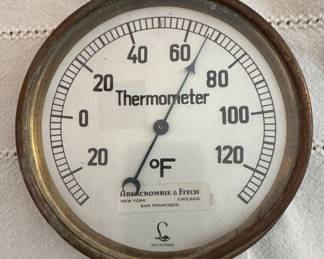Abercrombie & Fitch Brass Wall-Mount Thermometer. Photo 1 of 2. 