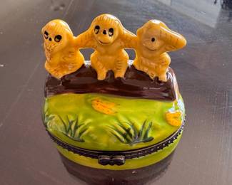Three Monkey Pill Box. Photo 1 of 2. 