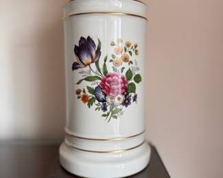 Floral Motif Porcelain Table Lamp. Measures 24" H. Photo 2 of 2. 