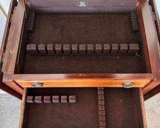 Cherry Drop Leaf Flatware Storage Chest with Lift Top & Pull Out Drawer.  Photo 6 of 6. 