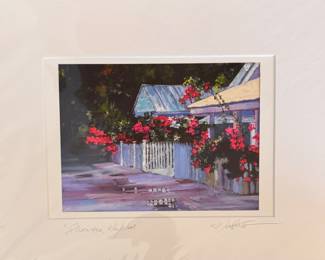 William Cantwell, "Shower's, Key West," Signed Lithograph. Measures 14" x 11" Overall. 