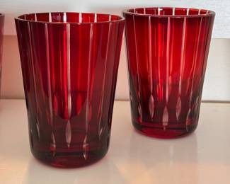 Ruby Red Cut To Clear Glass Double Old Fashioned Glasses. Photo 2 of 4.