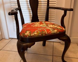 Mahogany Queen Anne Style Splat Back Child's Arm Chair with Pad Feet.  Photo 1 of 5.