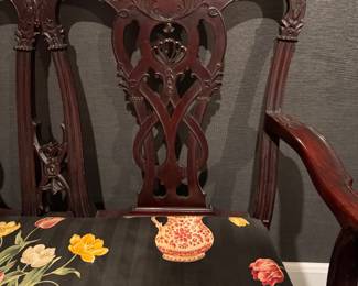 Mahogany Chippendale-Style Settee / Bench with Fretwork Trim.  Photo 2 of 4. 